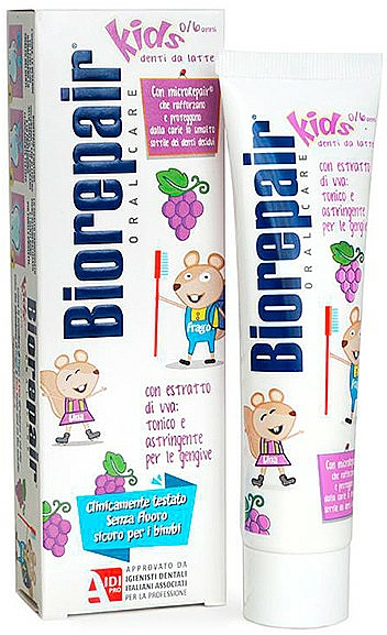 Zahnpasta für Kinder mit Traubengeschmack - Biorepair Kids Milk Teeth — Bild N1