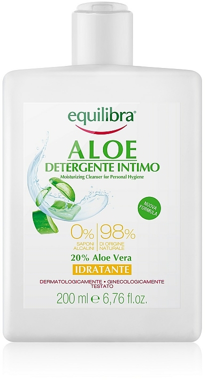 Feuchtigkeitsspendendes Gel für die Intimhygiene mit Aloe Vera - Equilibra Aloe Moisturizing Cleanser For Personal Hygiene — Bild N2