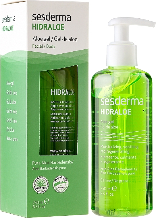 Feuchtigkeitsspendendes, beruhigendes und regenerierendes Gesichts- und Körpergel mit Aloe Vera - SesDerma Laboratories Hidraloe Aloe Gel