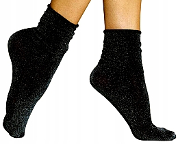 Socken für Frauen Flavia nero / oro lurex - Veneziana — Bild N1