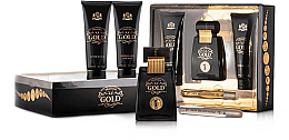 Düfte, Parfümerie und Kosmetik New Brand Gold - Duftset (Eau de Toilette 100ml + After Shave Balsam 130ml + Duschgel 130ml + Eau de Toilette 15ml) 