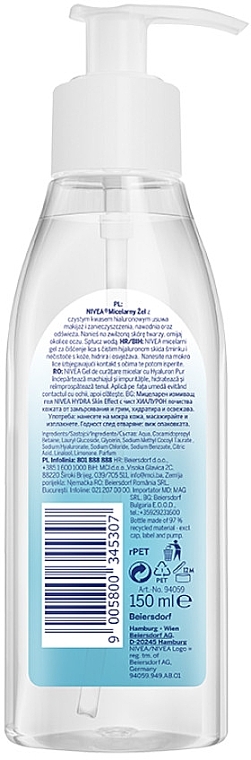 Erfrischendes und feuchtigkeitsspendendes Mizellen-Gesichtswaschgel mit Hyaluronsäure - Nivea Hydra Skin Effect Micellar Wash Gel — Bild N2