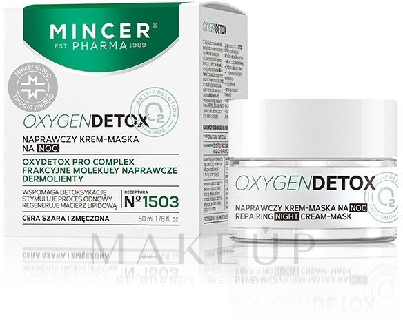 Regenerierende Gesichtscreme-Maske für die Nacht - Mincer Pharma Oxygen Detox N°1503 — Foto 50 ml