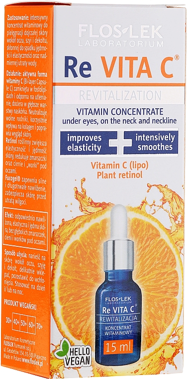 Revitalisierendes Konzentrat für Augen, Hals und Dekolleté mit Vitamin C 40+ - Floslek Revita C 40+