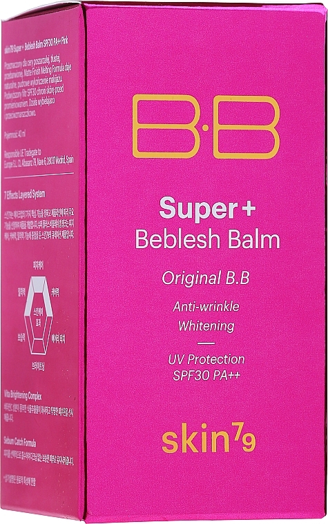 Aufhellende Anti-Falten BB Gesichtscreme mit Rosenwasser und Acerola-Extrakt SPF 30 - Skin79 Super Plus Beblesh Balm Triple Functions Pink BB Cream — Bild N2