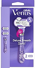 Düfte, Parfümerie und Kosmetik Rasierer mit 2 Ersatzklingen - Gillette Venus Deluxe Smooth Swirl