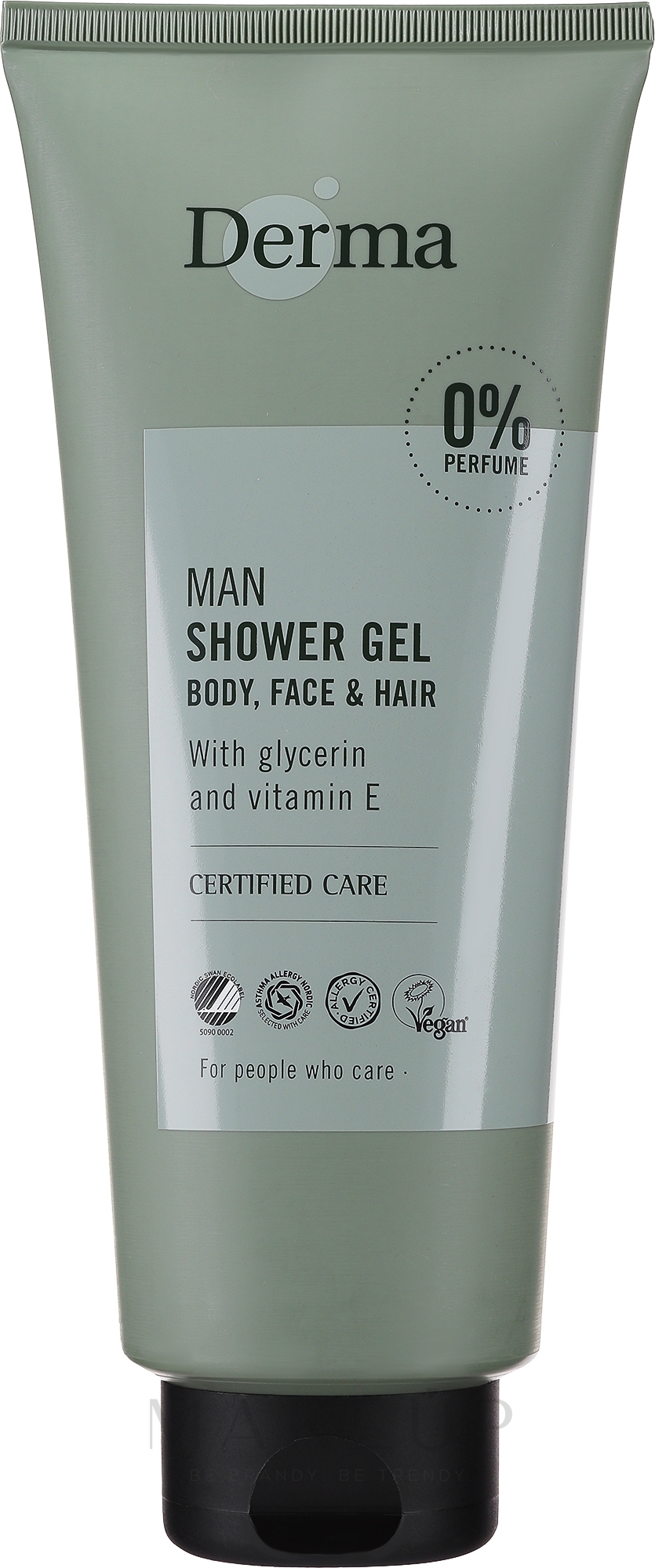 Waschgel für Gesicht, Körper und Haare - Derma Man Shower Gel Body Face & Hair For People Who Care Vegan — Bild 350 ml