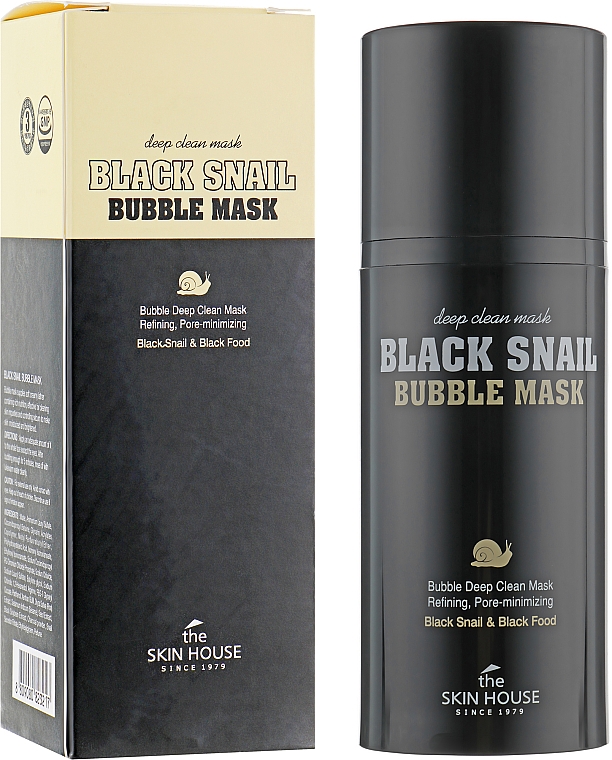 Sauerstoffmaske für das Gesicht mit Schneckenschleim und Aktivkohle - The Skin House Black Snail Bubble Mask — Bild N1
