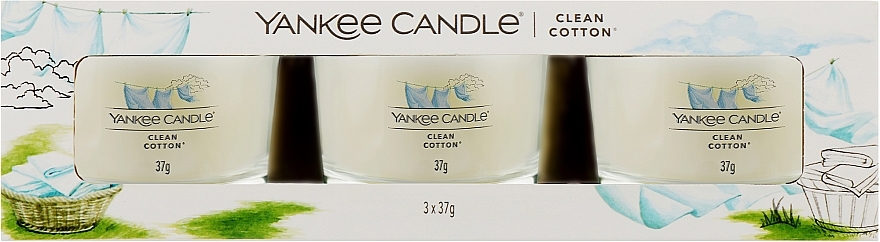 Duftset Baumwolle - Yankee Candle Clean Cotton (Duftkerze 3x37g) — Bild N1