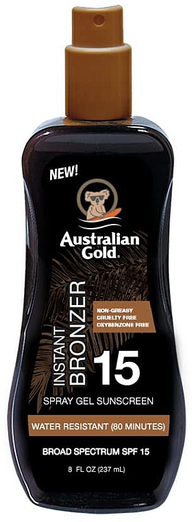 Bräunungsgel mit Bronzer - Australian Gold Spray Gel Sunscreen With Instant Bronzer Spf 15 — Bild N1