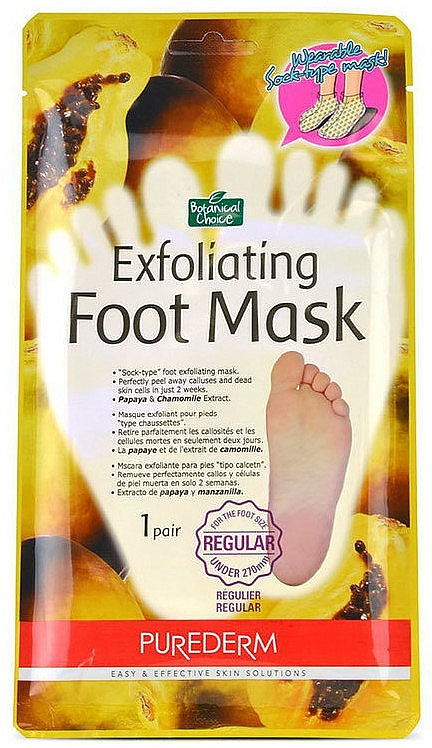 Fuß-Peeling-Maske in Socken mit mit Papaya- und Kamillenextrakten - Purederm Exfoliating Foot Mask
