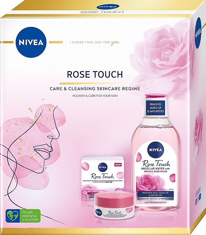 Gesichtspflegeset - Nivea Rose Touch Care & Cleansing (Mizellenwasser 400ml + Gesichtscreme 50ml) — Bild N1