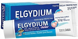 Düfte, Parfümerie und Kosmetik Kinderzahnpasta-Gel 7-12 Jahre mit Kaugummigeschmack - Elgydium Toothpaste Gel Junior Decay Protection 7/12 Years Old Bubble Aroma