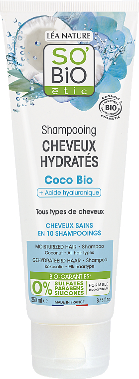 Haarshampoo mit Kokos und Hyaluronsäure - So'Bio Etic Coconut & Hyaluronic Acid Moisturising Shampoo — Bild N1