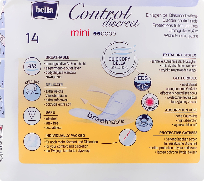Einlagen bei Blasenschwäche 14 St. - Bella Control Discreet Mini Bladder Control Pads — Bild N2