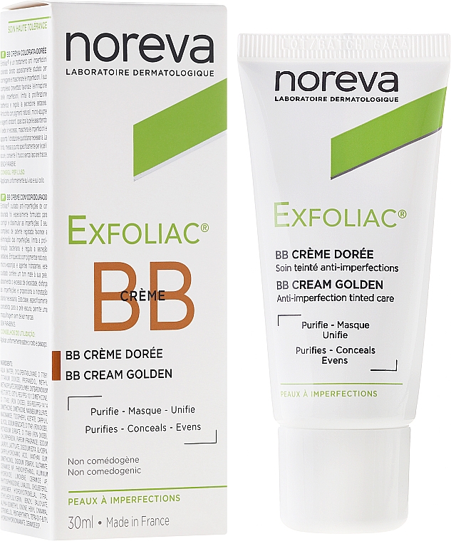 Korrigierende und mattierende BB Gesichtscreme für dunkle Haut gegen Unvollkommenheiten - Noreva Laboratoires Exfoliac BB Cream Anti-imperfection Tinted Care