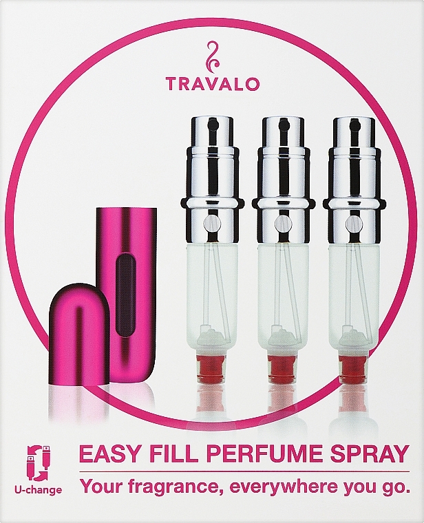 Nachfüllbare Parfümzerstäuber rosa - Travalo Classic HD Pink Set (Zerstäuber 3x 5ml + Etui) — Bild N1