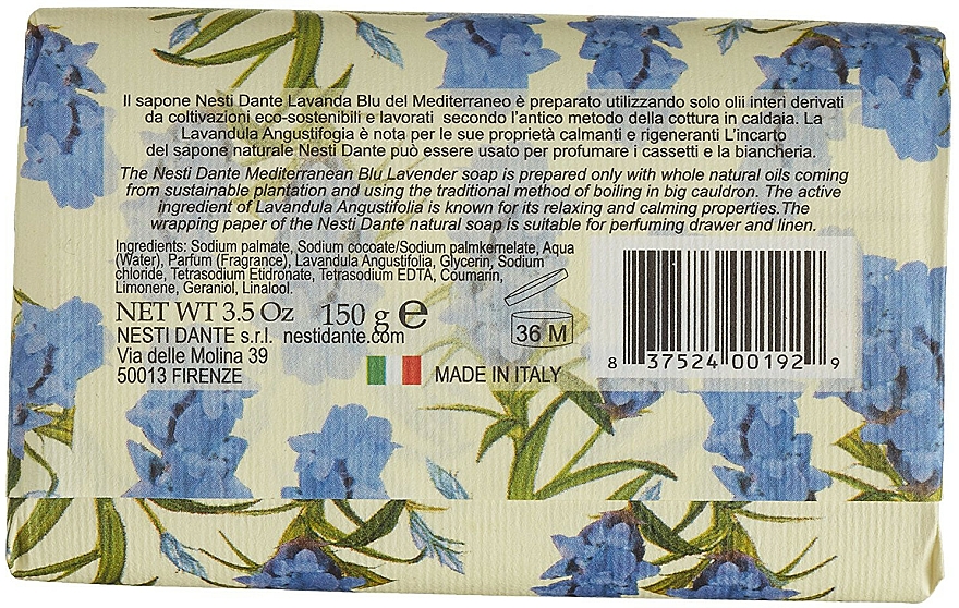 Naturseife Lavanda Blu del Mediterraneo - Nesti Dante Vegetable Soap Lavanda Blu del Mediterraneo Lavanda Collection — Bild N2