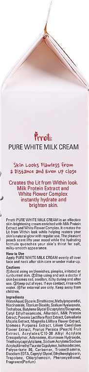 Feuchtigkeitsspendende Gesichtscreme mit Milchproteinen - Prreti Pure White Milk Cream — Bild N6
