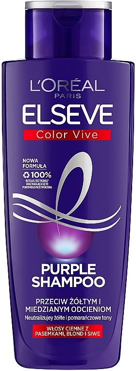 Neutralisierendes rosa Shampoo gegen Gelbstich - L'Oreal Paris Elseve Color-Vive Purple