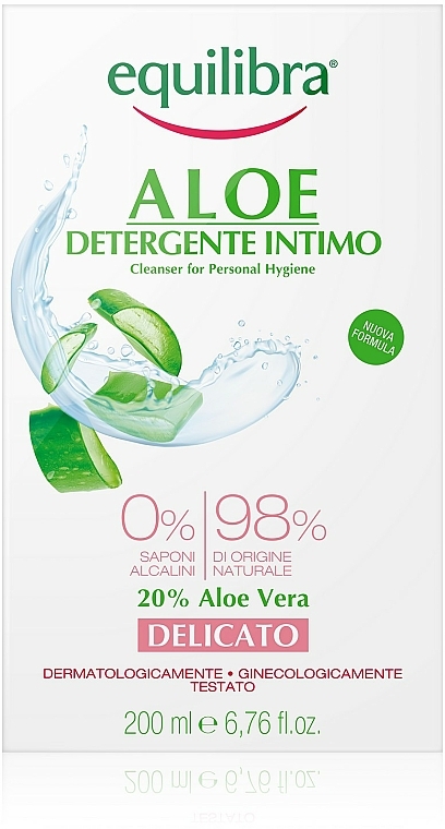 Sanftes Gel für die Intimhygiene mit Aloe Vera - Equilibra Aloe Gentle Cleanser For Personal Hygiene — Bild N2