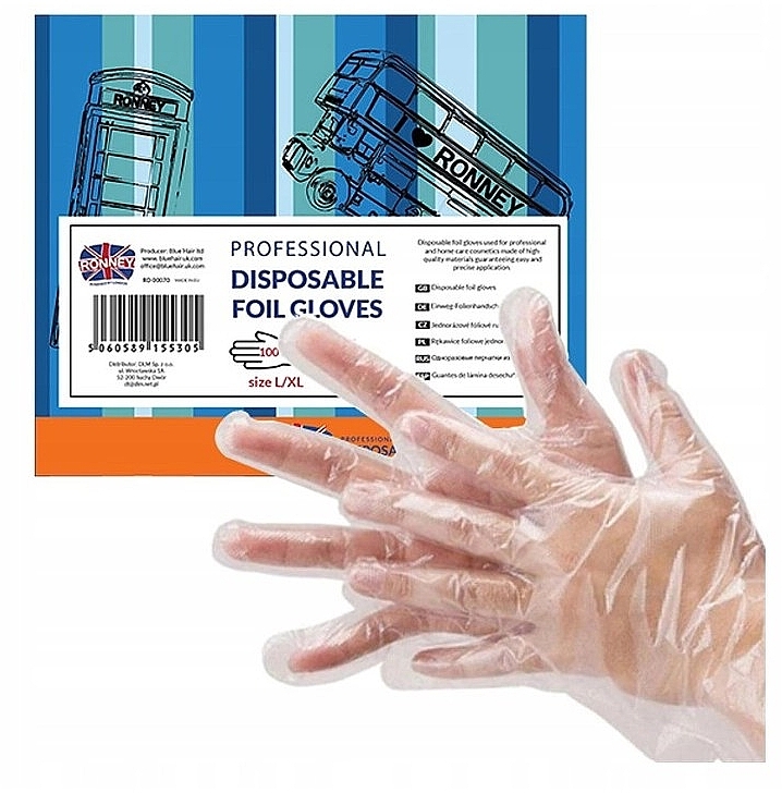 Transparente Einweghandschuhe Größe L/XL 100 St. - Ronney Professional Disposable Foil Gloves — Bild N2