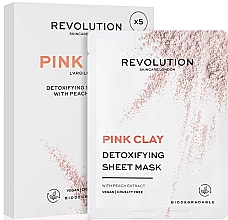 Gesichtspflegeset - Revolution Skincare Pink Clay Detoxifying Sheet Mask (Tuchmaske für das Gesicht 5 St.) — Bild N3