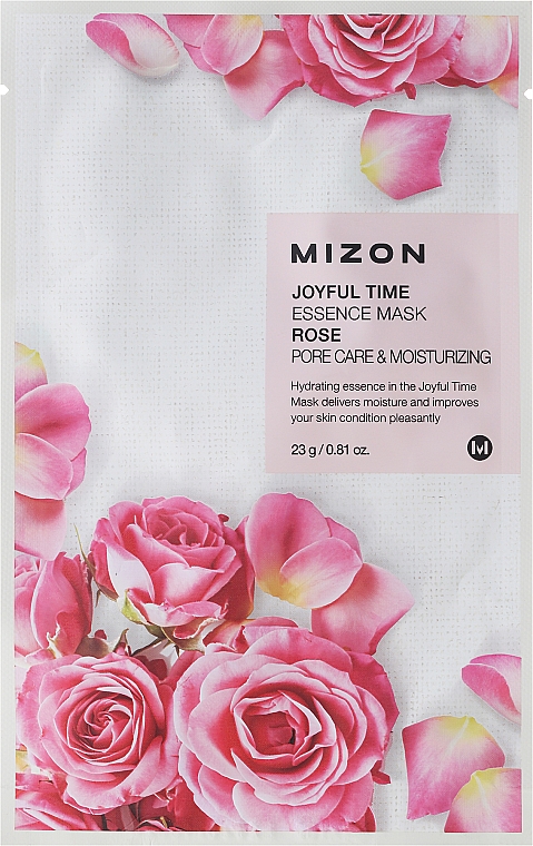 Feuchtigkeitsspendende Tuchmaske für das Gesicht mit Rosenextrakt - Mizon Joyful Time Essence Mask Rose