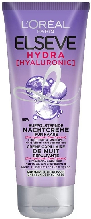 Feuchtigkeitsspendende Nachtcreme - L'Oreal Paris Elseve Hydra Hyaluronic Overnight Hydrating Cream — Bild N1