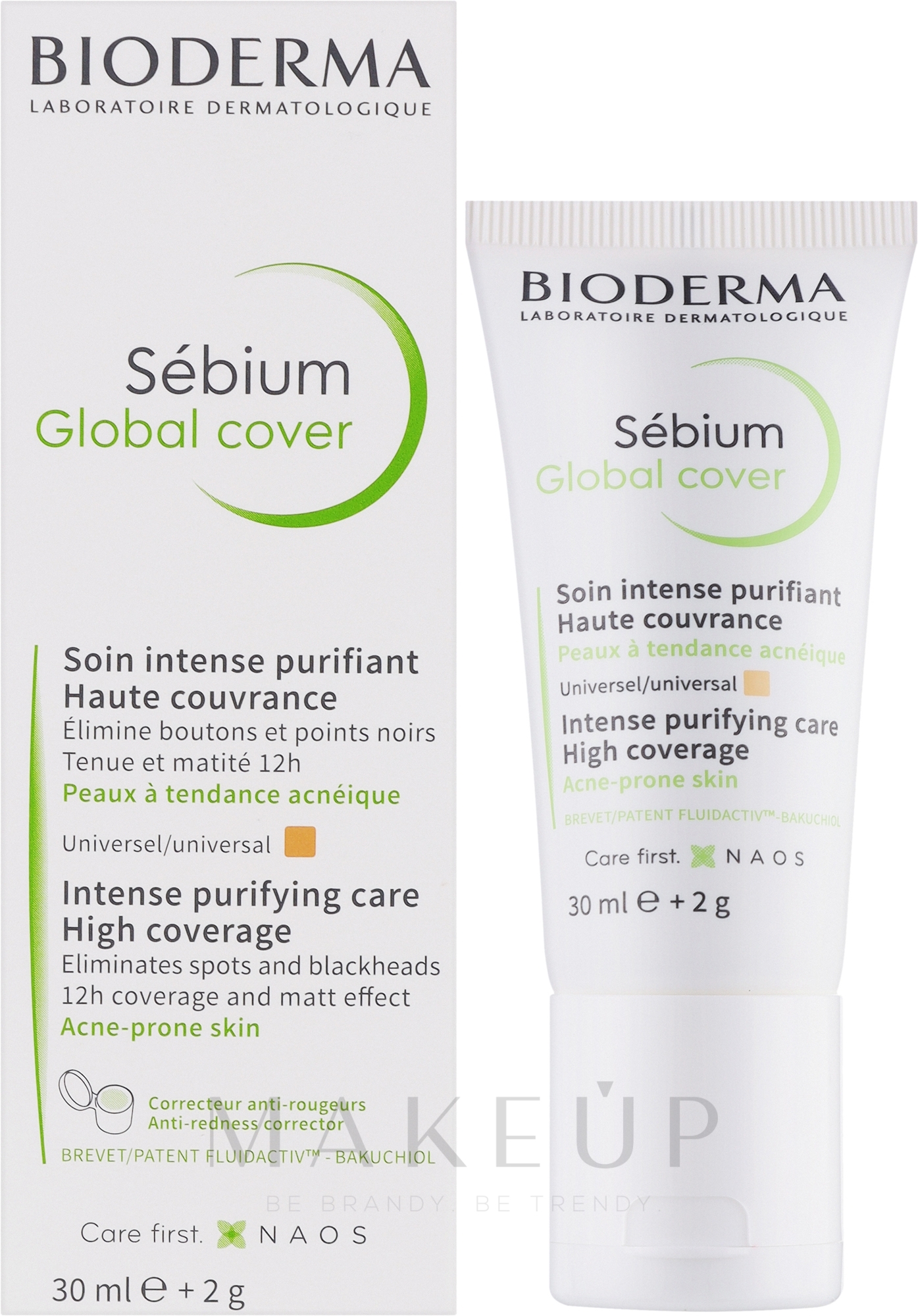 Getönte Gesichtscreme bei Unreinheiten und Akne - Bioderma Sebium Global Cover Cream — Bild 30 ml