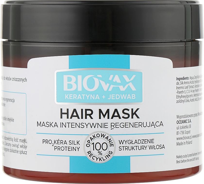 Haarmaske Keratin und Seide - Biovax Keratin + Silk Hair Mask — Bild N1