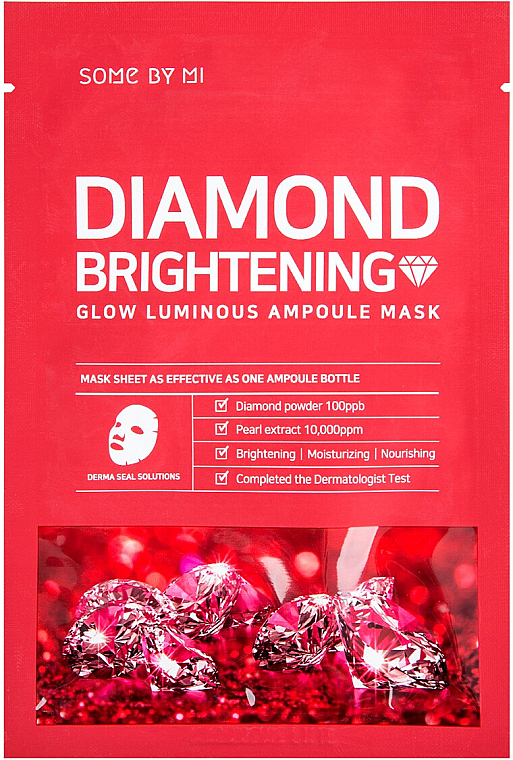 Aufhellende und beruhigende Tuchmaske mit Perlenextrakt und Diamantpulver - Some By Mi Diamond Brightening Calming Glow Luminous Ampoule Mask — Bild N1