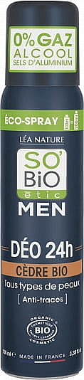 Deospray mit Zeder - So'Bio Etic Men Cedar 24H Deodorant Spray — Bild N1