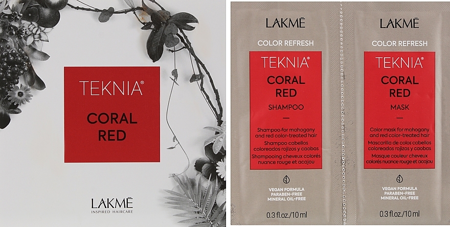 Probenset - Lakme Teknia Color Refresh Coral Red (sh/10ml + mask/10ml) — Bild N1