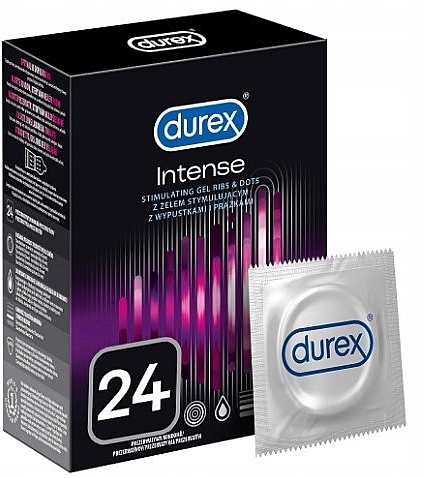 Latex-Kondome mit stimulierendem Silikon-Gleitmittel 24 St. - Durex Intense Orgasmic — Bild N1