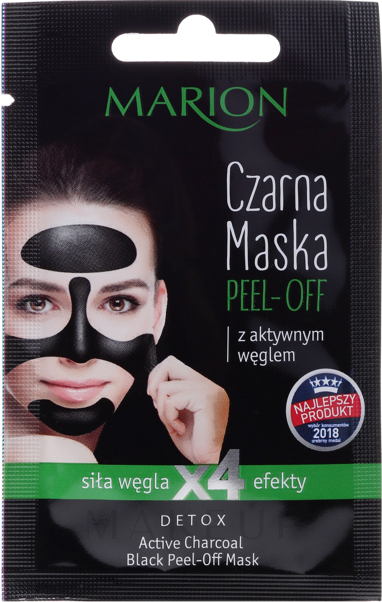 Schwarze Peel-Off Maske mit Aktivkohle - Marion Detox Active Charcoal Black Peel-Off Face Mask — Bild 6 g