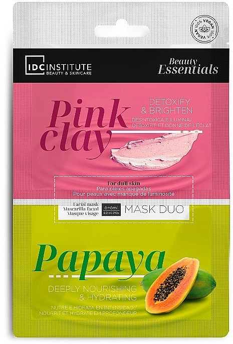 Doppelmaske mit rosa Tonerde und Papaya - IDC Institute Face Mask Duo Pink Clay & Papaya — Bild N1