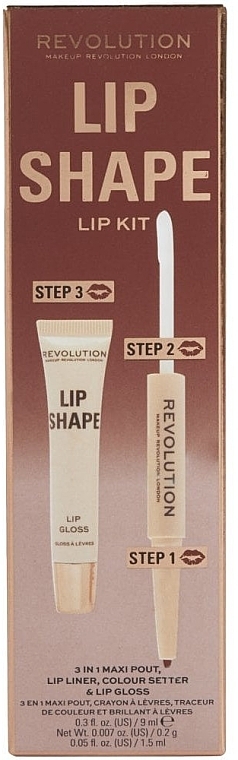 Lippen-Make-up Set - Makeup Revolution Lip Shape Brown Nude  — Bild N2