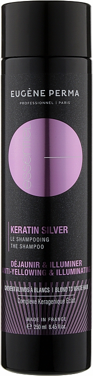 Shampoo mit Keratin für graues, gebleichtes und coloriertes Haar - Eugene Perma Essentiel Keratin Silver Shampoo — Bild N1
