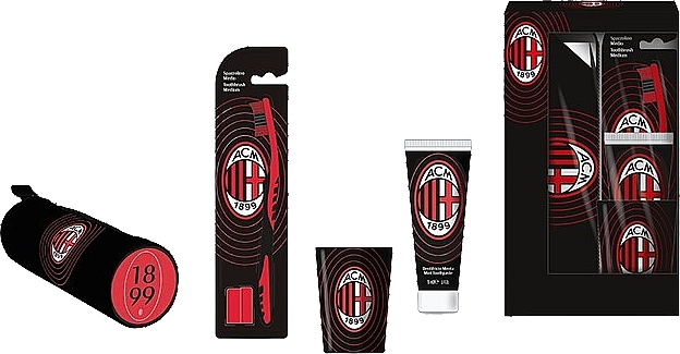 Set - Naturaverde Football Teams Milan Oral Care Set (toothbrush/1pc + toothpaste/75ml + acc/2pcs) — Bild N2