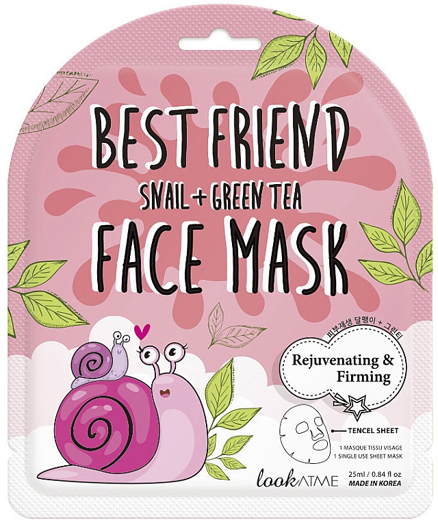 Tuchmaske für das Gesicht mit Schneckenschleim und grünem Tee - Look At Me Best Friend Snail + Green Tea Face Mask — Bild N1