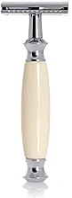 Set - Golddachs Pure Bristle, Safety Razor Polymer Ivory Chrom (sh/brush + razor + stand) — Bild N2