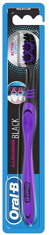 Zahnbürste mittel Allrounder Black Active Cups lila-schwarz - Oral-B Allrounder Black Medium — Bild N1