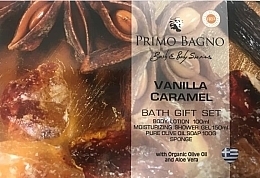Körperpflegeset - Primo Bagno Vanilla & Caramel Paper Bag Set (Körperlotion 100ml + Duschgel 150ml + Seife 100g + Schwamm) — Bild N1
