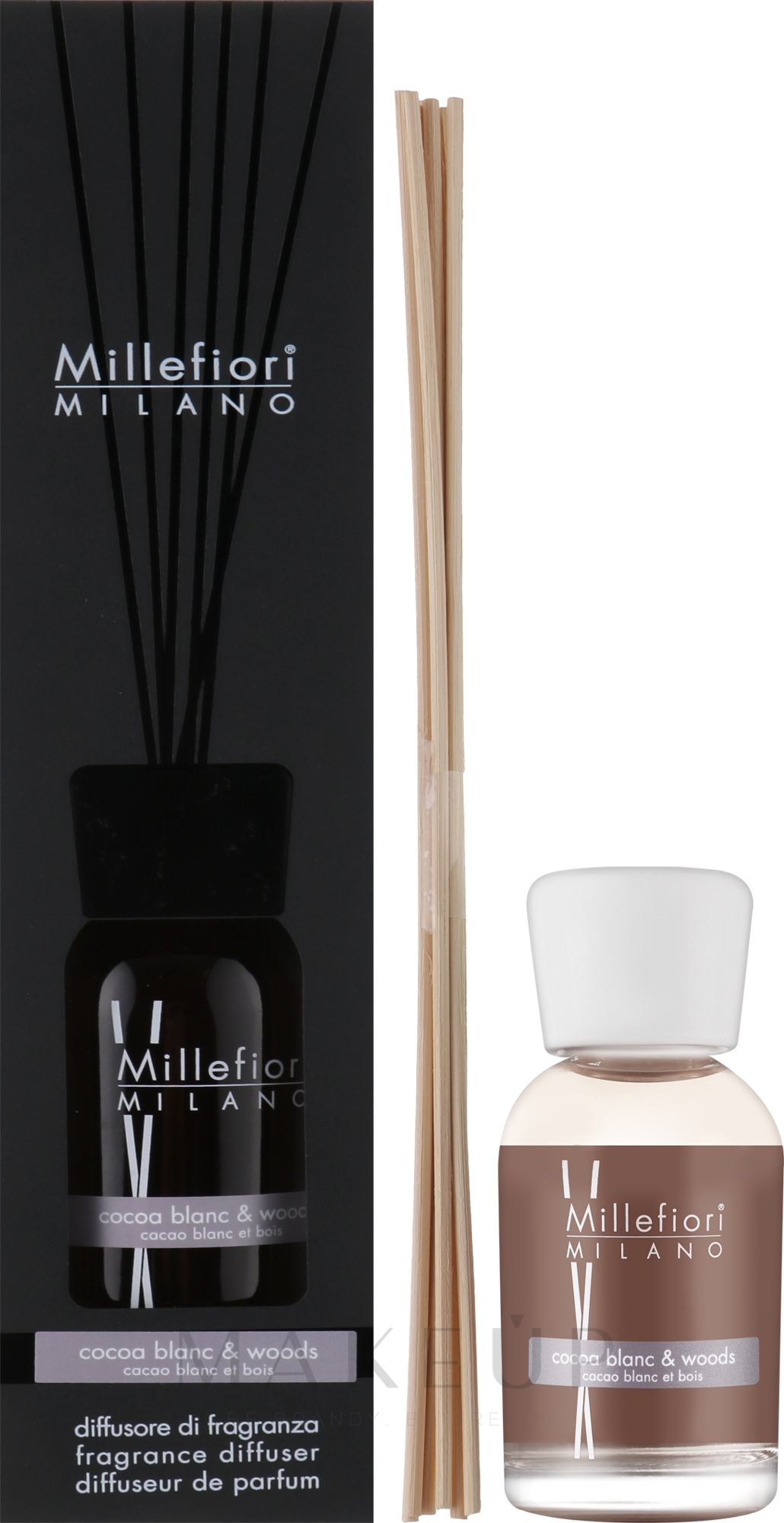 Raumerfrischer Weißer Kakao und Holz - Millefiori Milano White Cocoa And Wood Fragrance Diffuser — Bild 250 ml