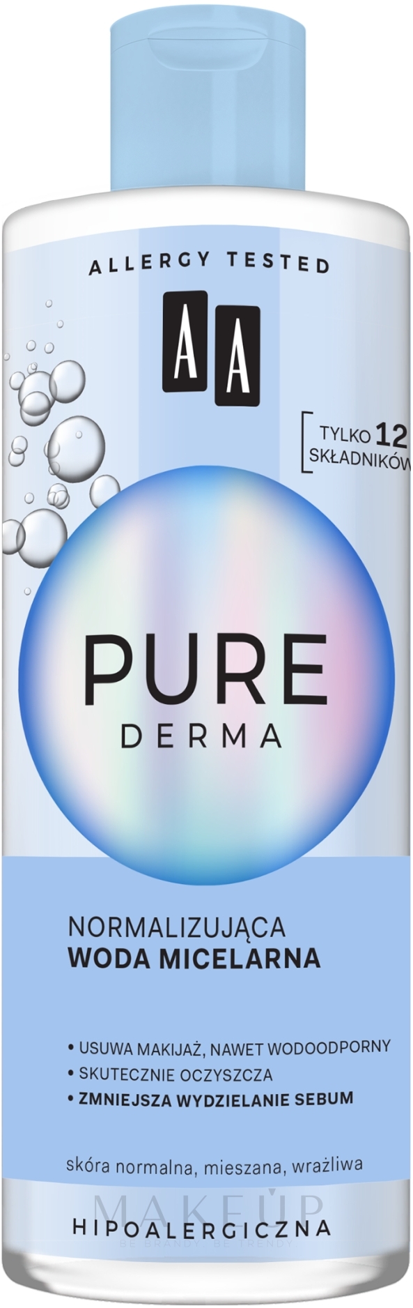 Normalisierendes Mizellenwasser zum Abschminken - AA Pure Derma — Bild 400 ml