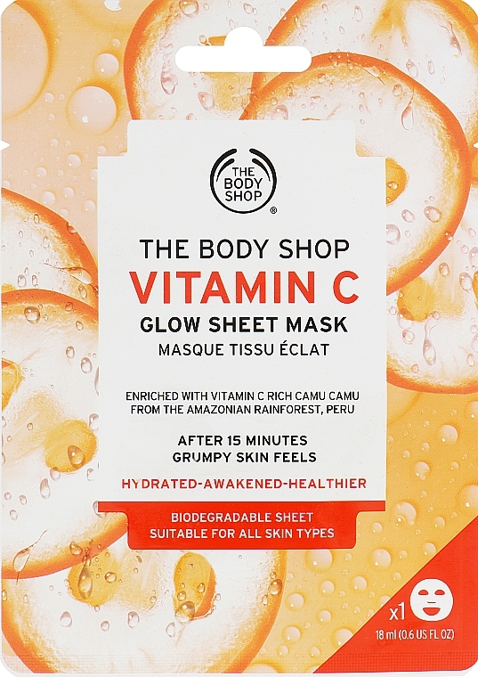 Energetisierende und feuchtigkeitsspendende Tuchmaske für mehr Leuchtkraft mit Vitamin C - The Body Shop Vitamin C Glow Sheet Mask — Bild N2