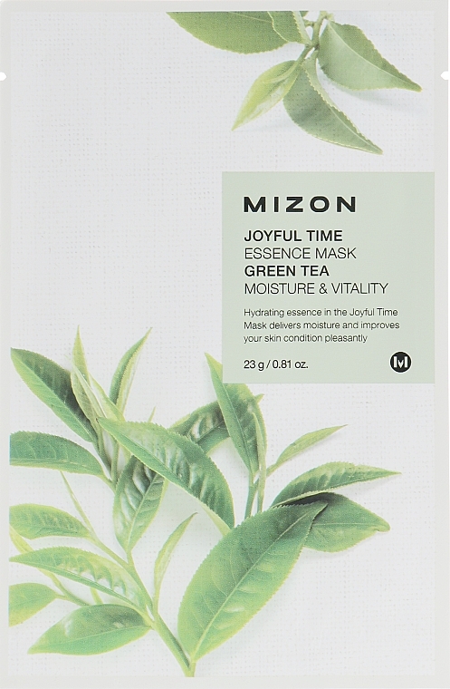GESCHENK! Feuchtigkeitsspendende Tuchmaske mit grünem Tee - Mizon Joyful Time Essence Mask — Bild N1
