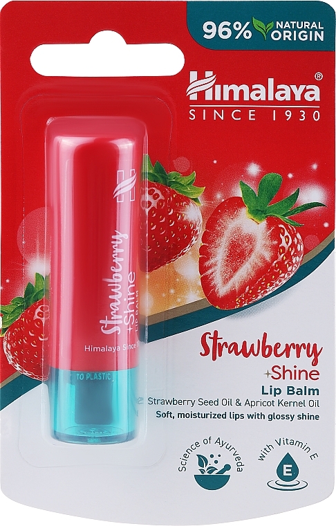 Feuchtigkeitsspendender Lippenbalsam mit Erdbeersamen- und Aprikosenkernöl - Himalaya Herbals Strawberry Shine Lip Balm — Bild N1