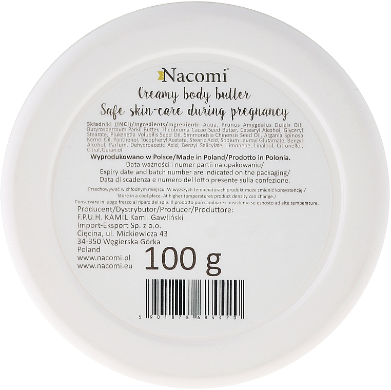 Feuchtigkeitsspendende und pflegende Körperbutter für Schwangere - Nacomi Pregnant Care Creamy Body Butter — Foto N3